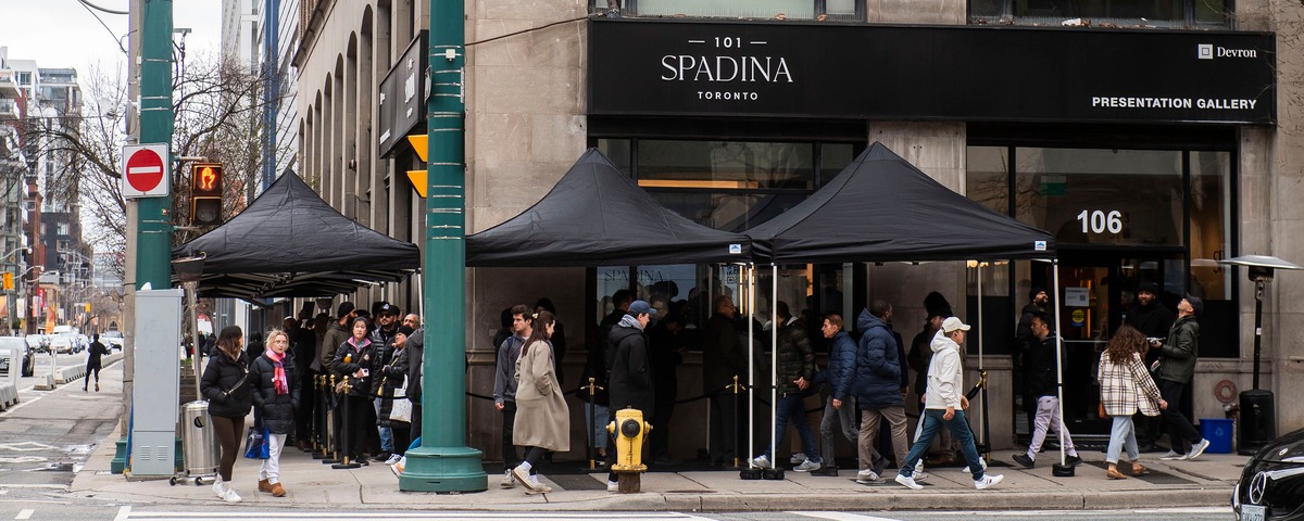 Buyers lined up outside the 101 Spadina presentation gallery